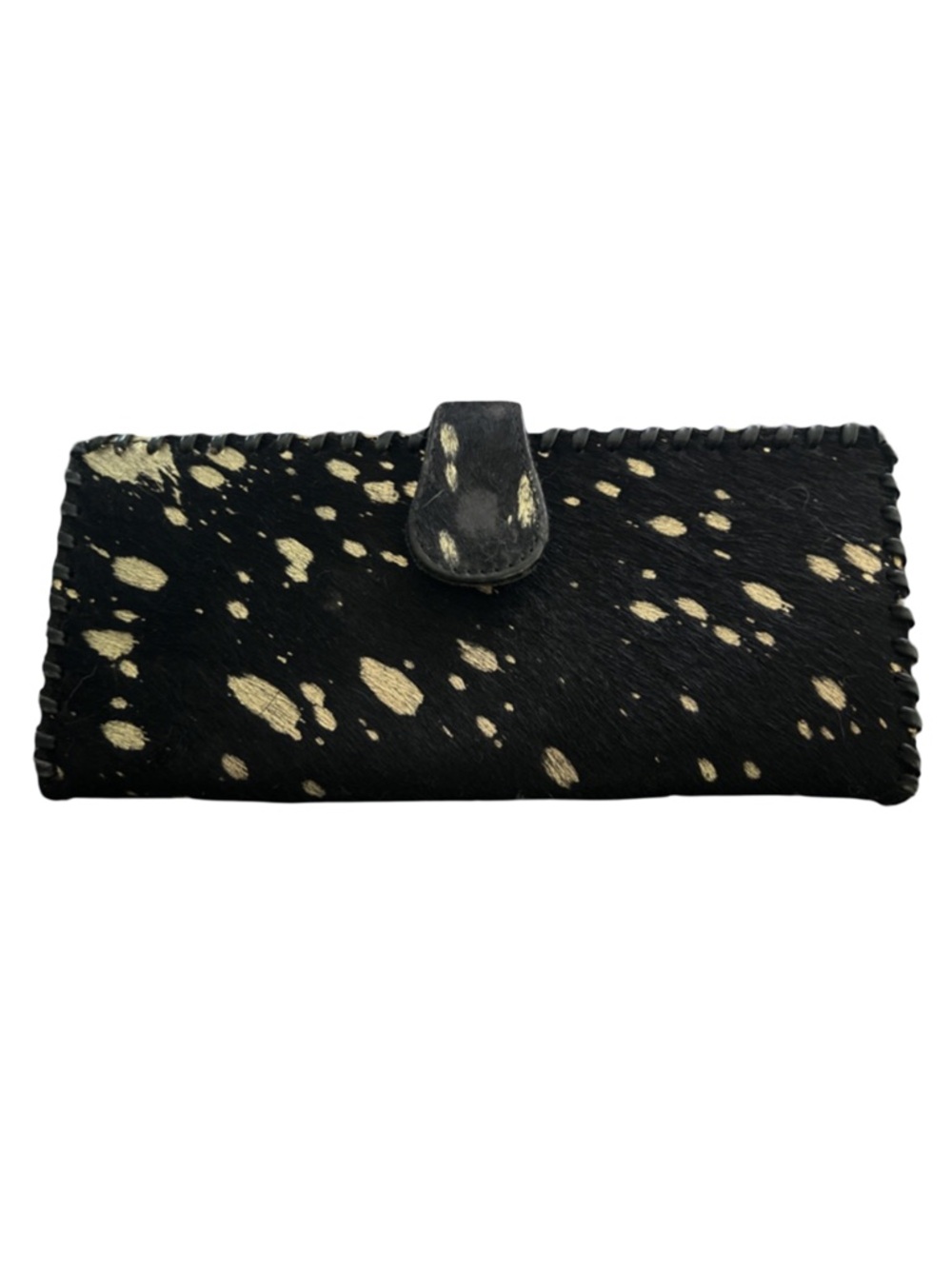 Black Haircalf Wallet with Gold Fleck Accents